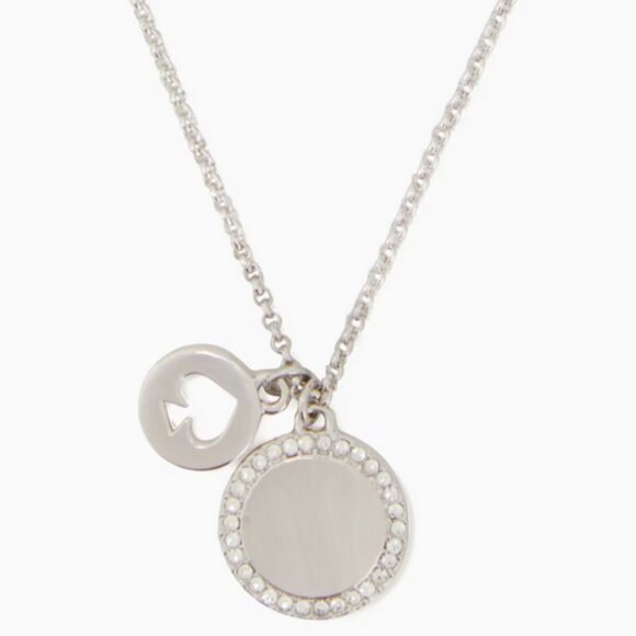 Kate Spade Spot the Spade Pave Charm Necklace Silver NEW Women's Jewelry Gift - Picture 3 of 7